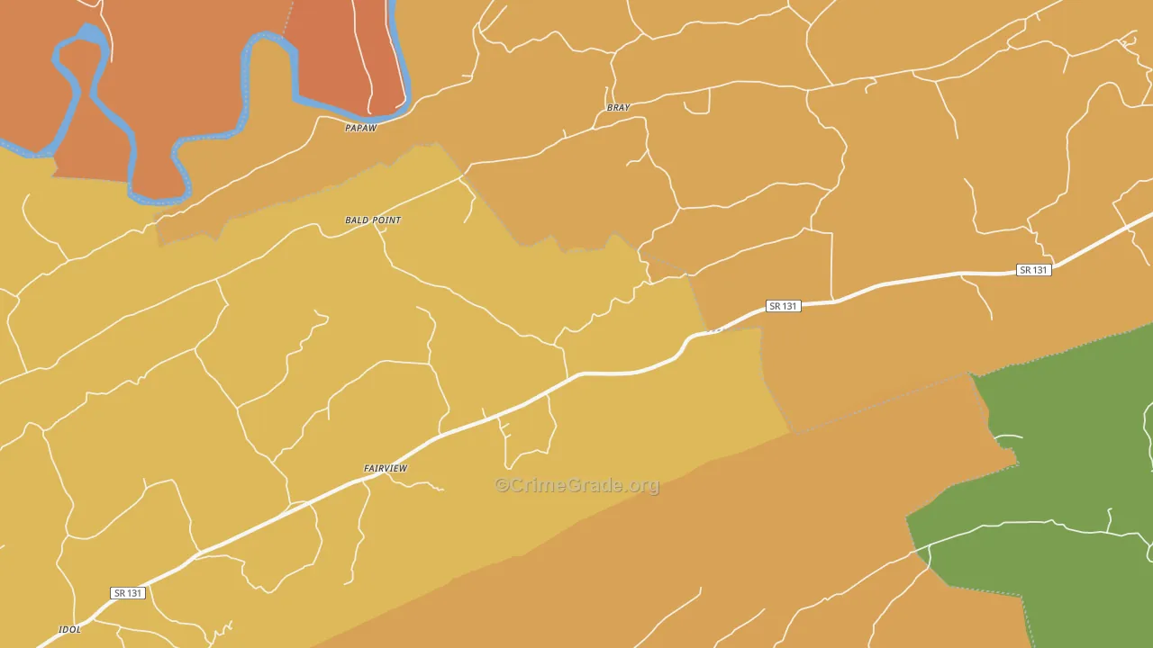 Bray, TN Map of Drug-Related Crime Rates