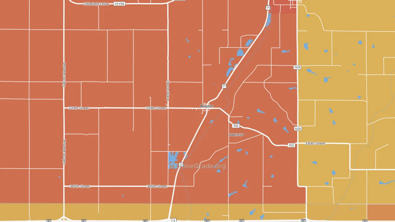 Brayton, IA Map of Drug-Related Crime Rates