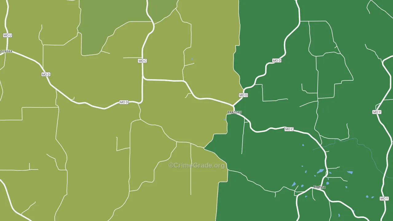 Brazeau, MO Map of Drug-Related Crime Rates