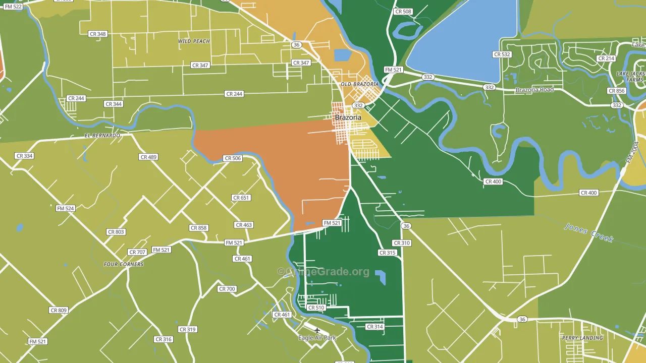 Brazoria, TX Map of Drug-Related Crime Rates