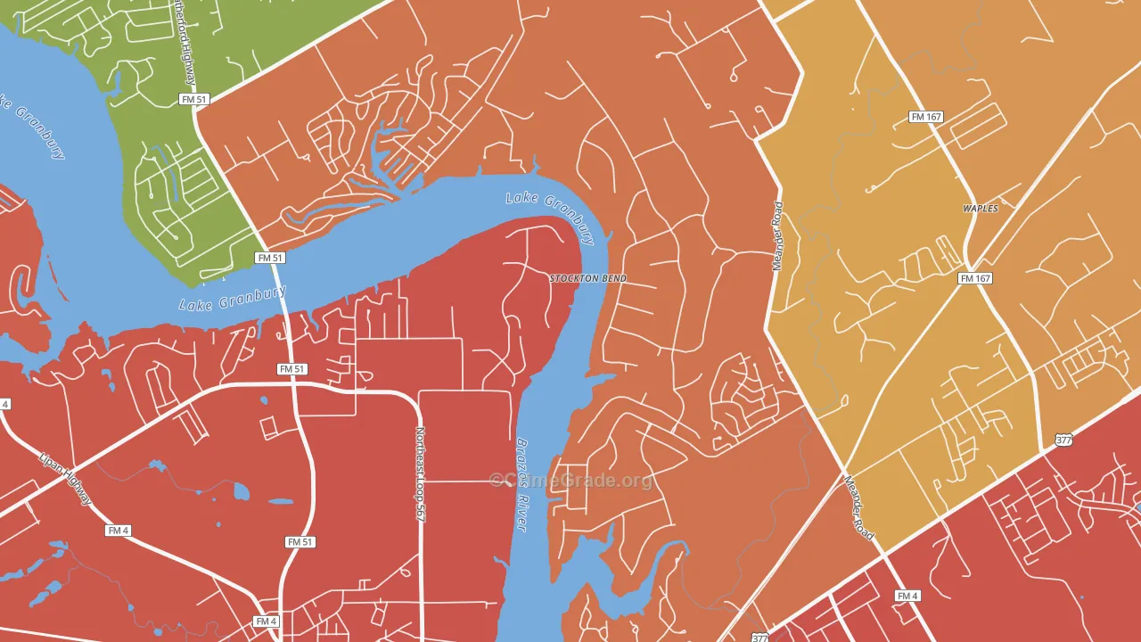 Brazos Bend, TX Map of Drug-Related Crime Rates