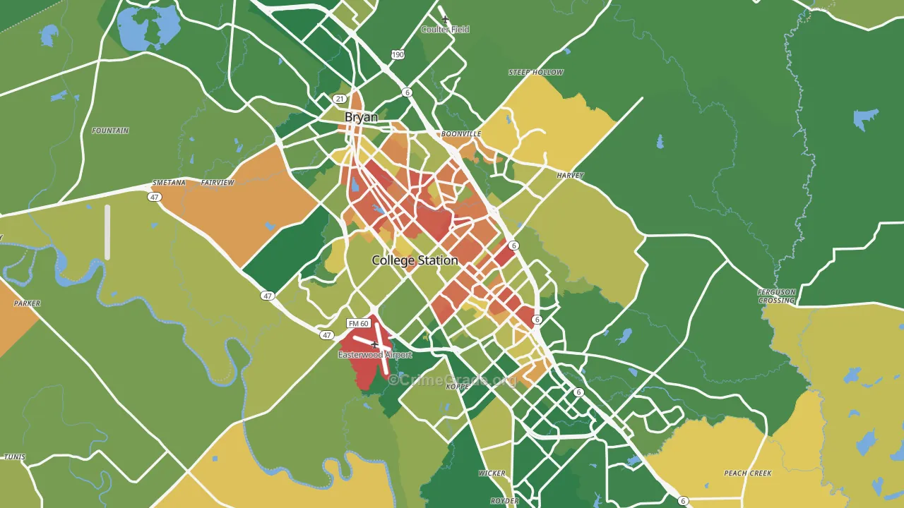 Brazos County, TX Map of Drug-Related Crime Rates