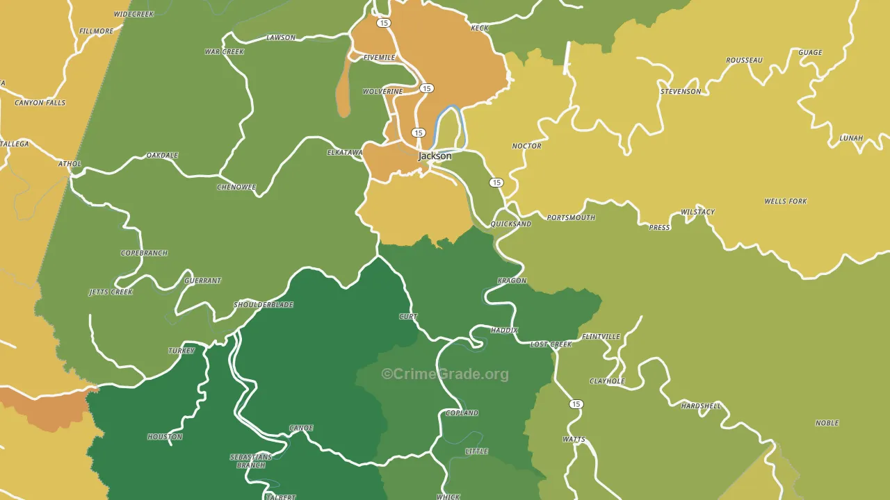 Breathitt County, KY Map of Drug-Related Crime Rates