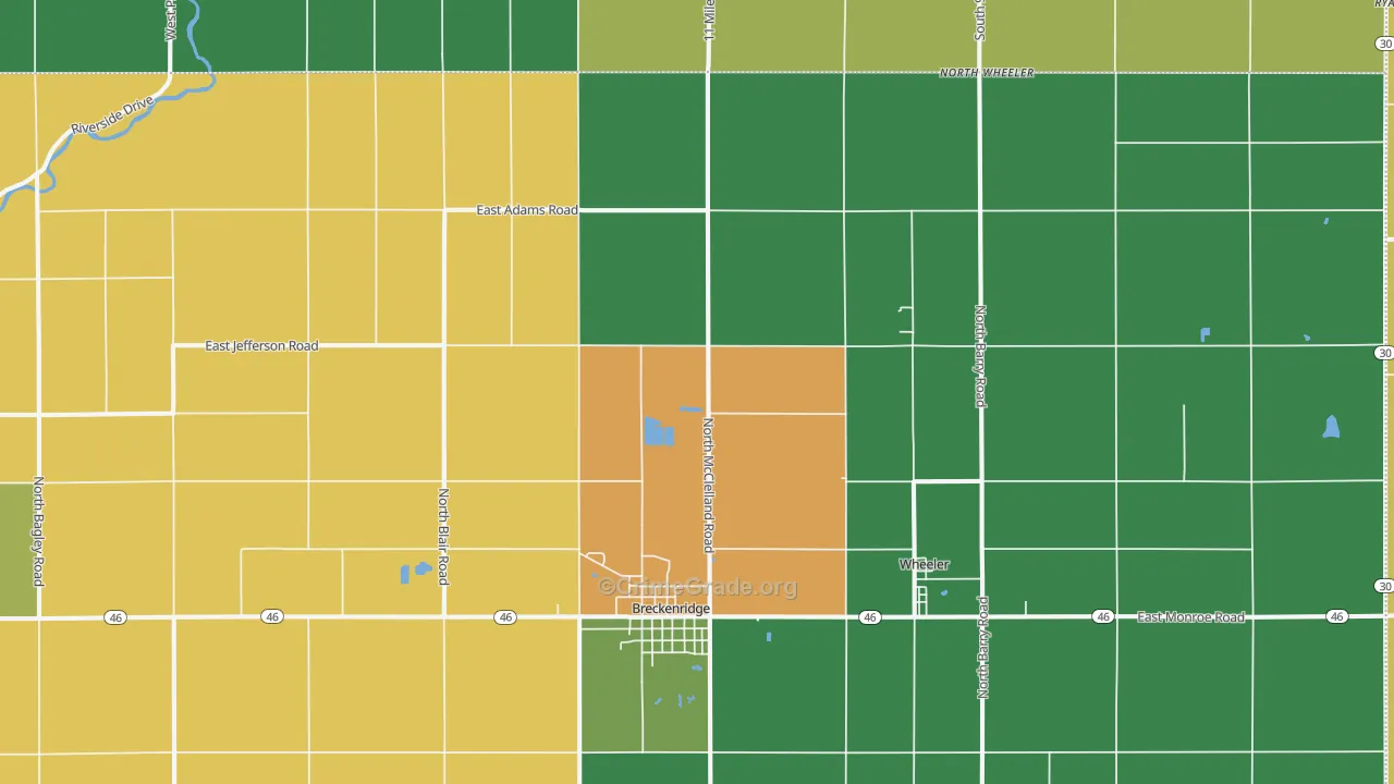 Breckenridge, MI Map of Drug-Related Crime Rates
