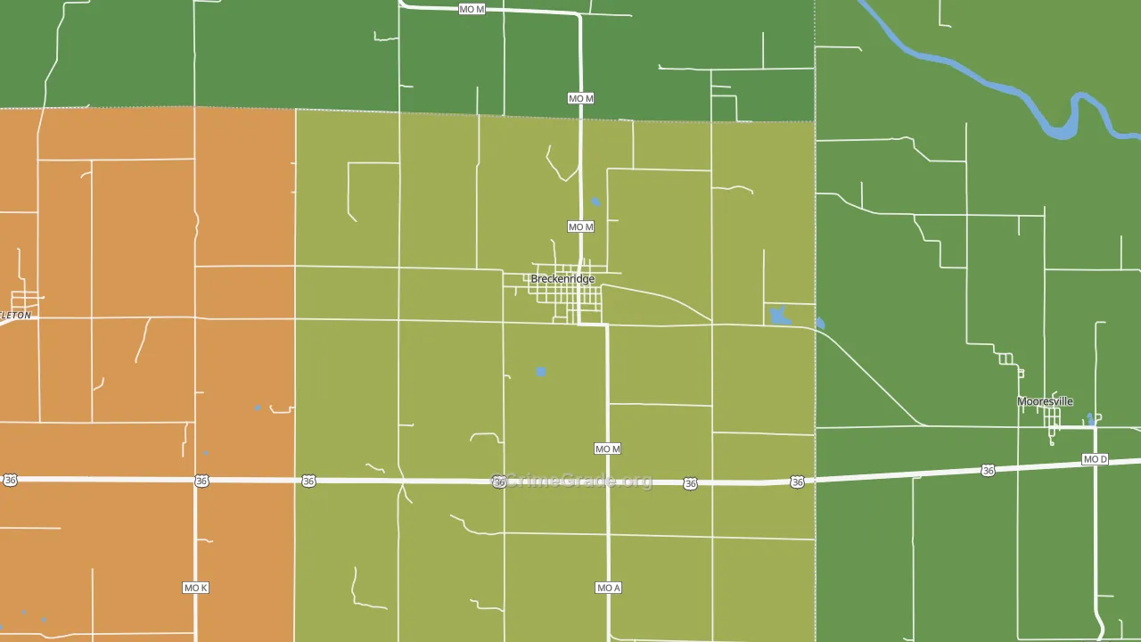 Breckenridge, MO Map of Drug-Related Crime Rates