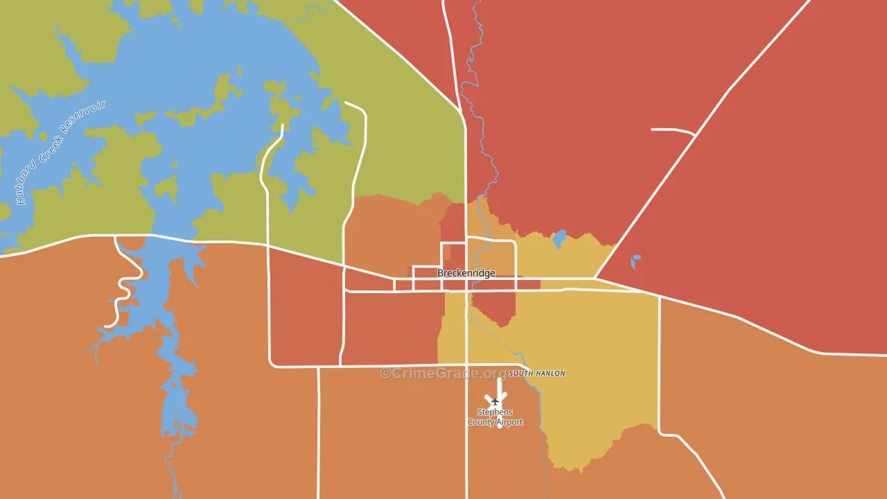 Breckenridge, TX Map of Drug-Related Crime Rates