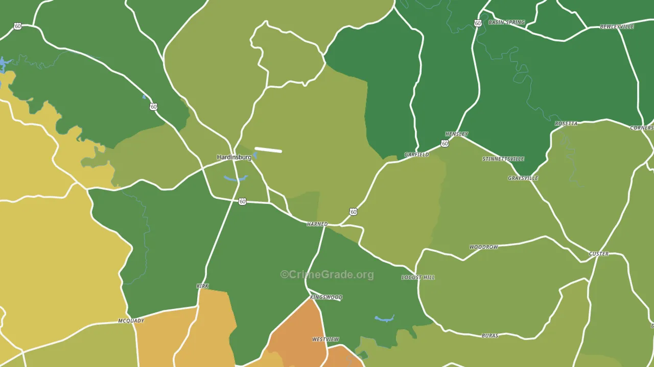 Breckinridge County, KY Map of Drug-Related Crime Rates