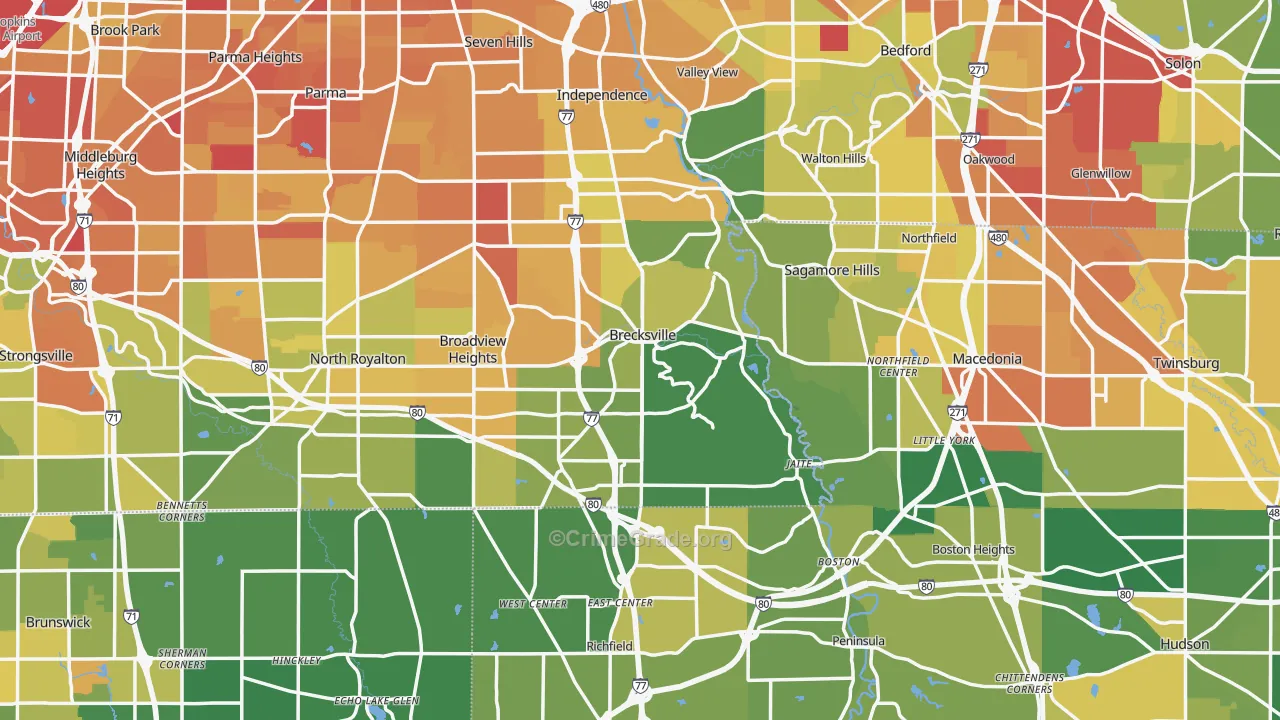 Brecksville, OH Map of Drug-Related Crime Rates