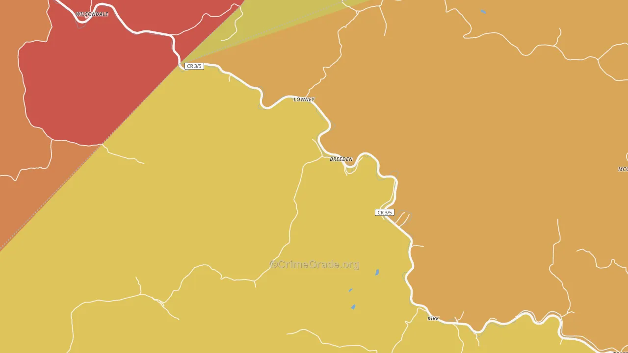 Breeden, WV Map of Drug-Related Crime Rates