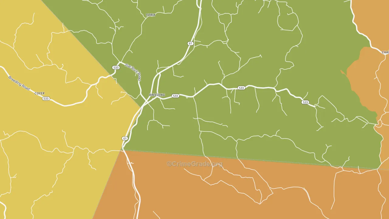 Breeding, KY Map of Drug-Related Crime Rates