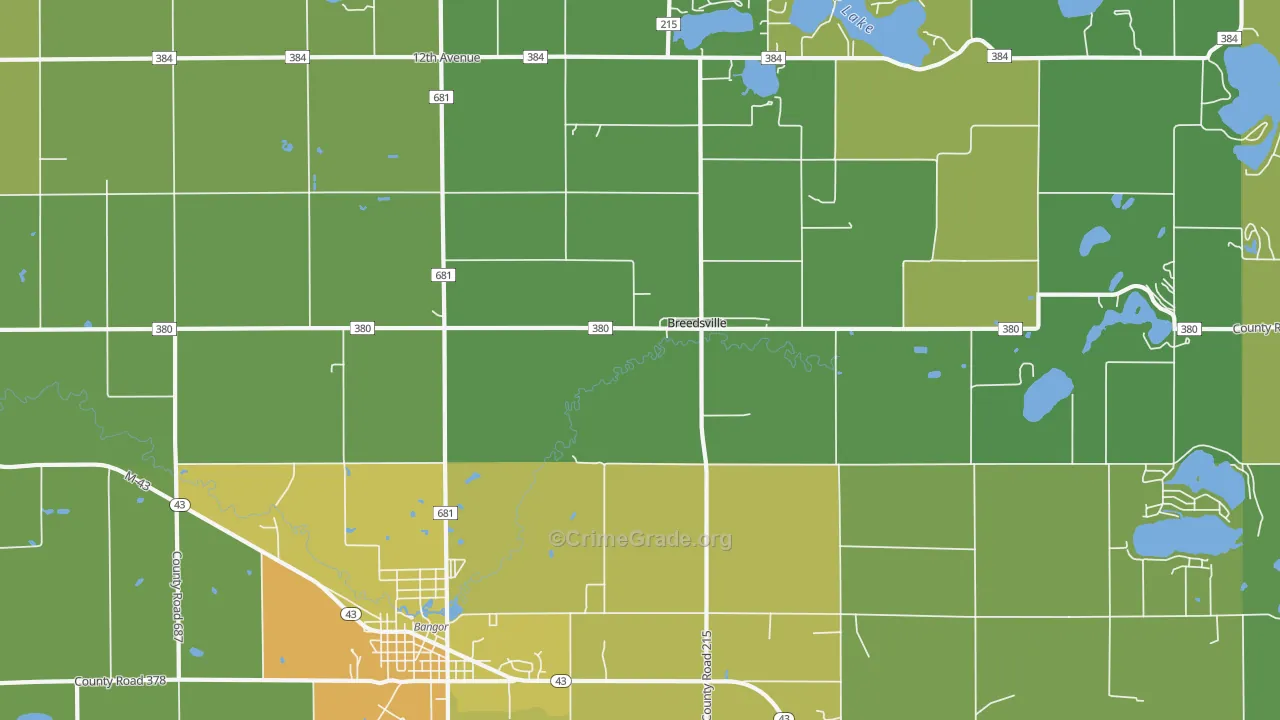 Breedsville, MI Map of Drug-Related Crime Rates