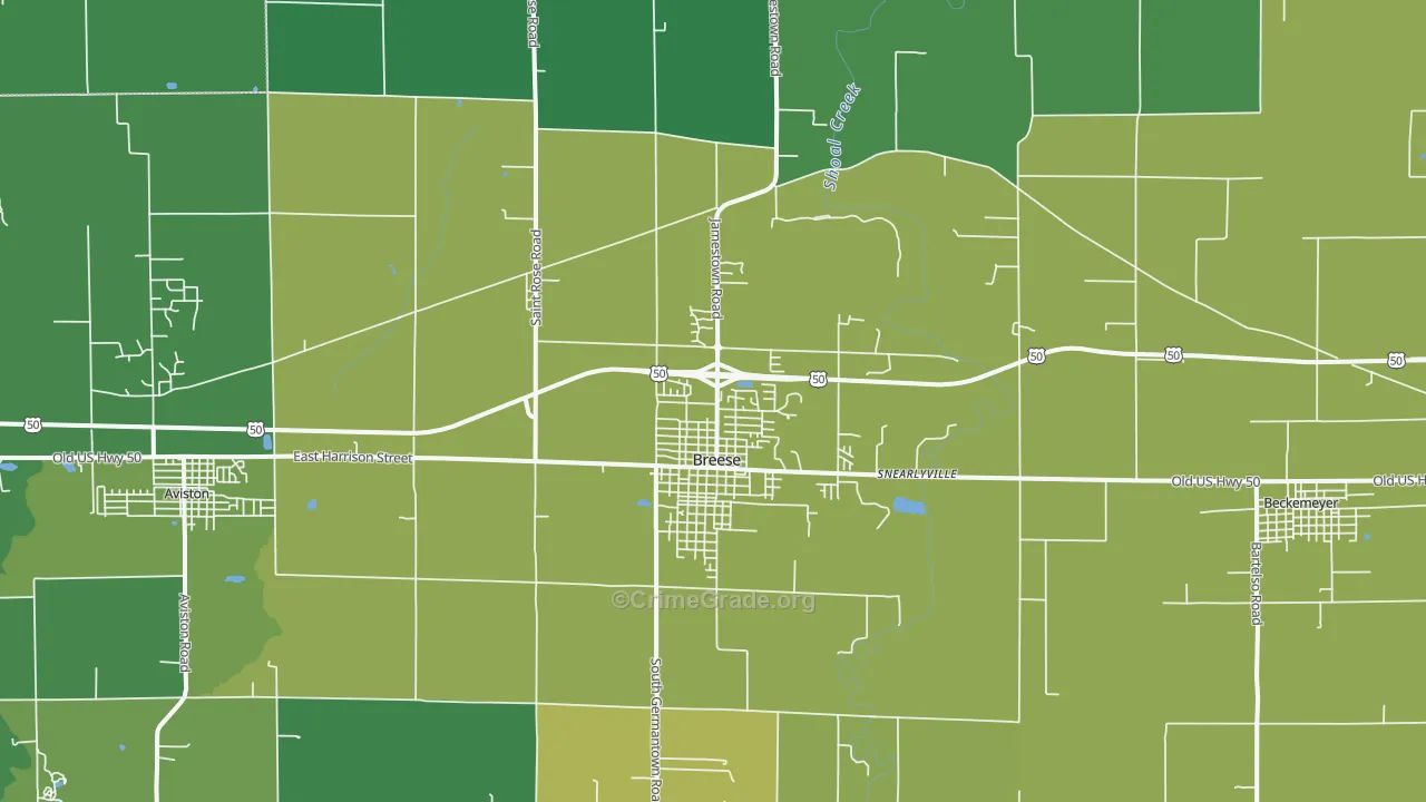 Breese, IL Map of Drug-Related Crime Rates