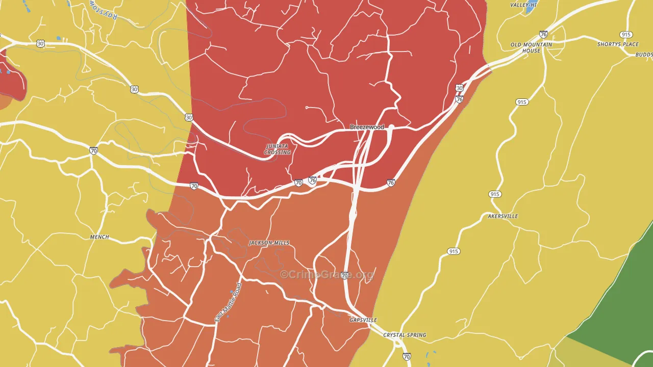Breezewood, PA Map of Drug-Related Crime Rates