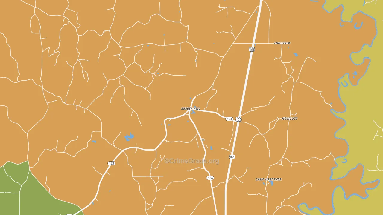 Breezy Hill, LA Map of Drug-Related Crime Rates