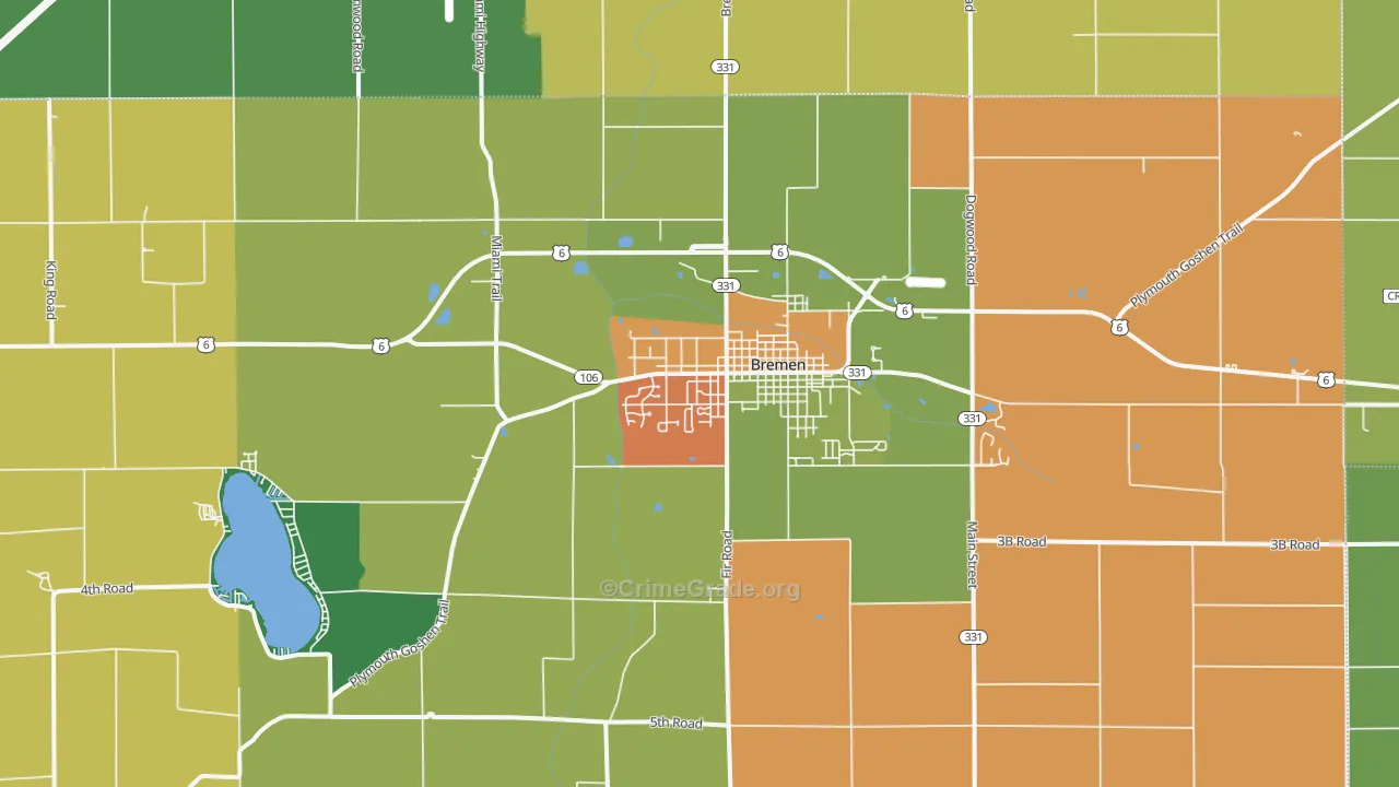 Bremen, IN Map of Drug-Related Crime Rates