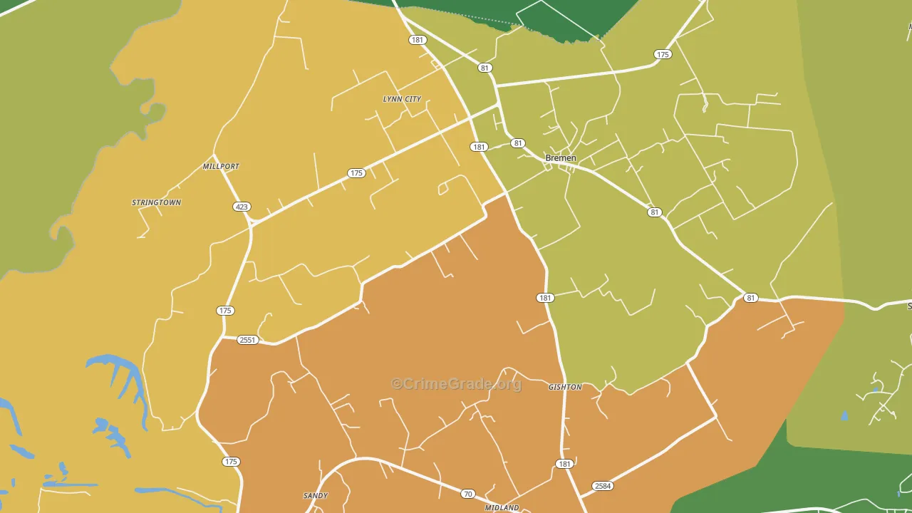 Bremen, KY Map of Drug-Related Crime Rates