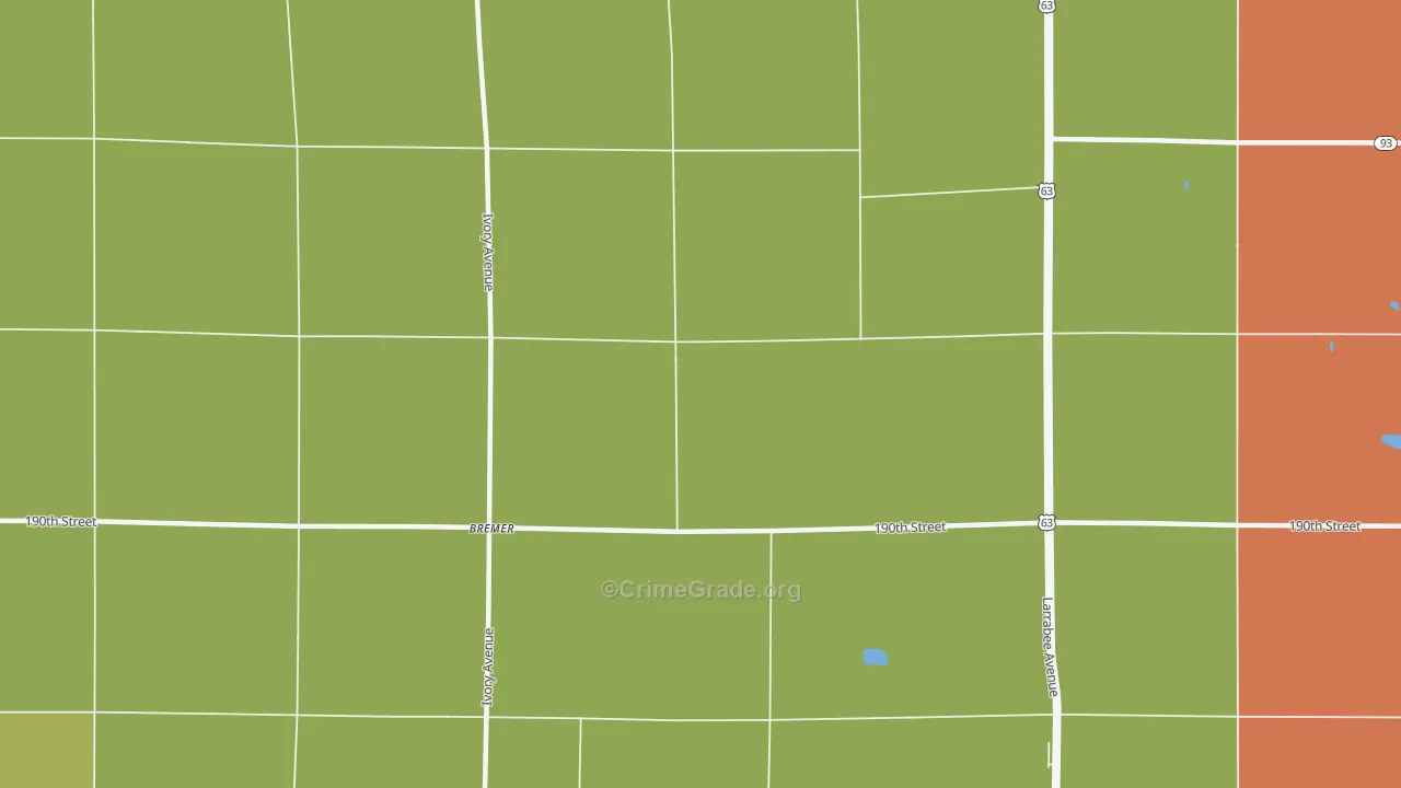 Bremer, IA Map of Drug-Related Crime Rates