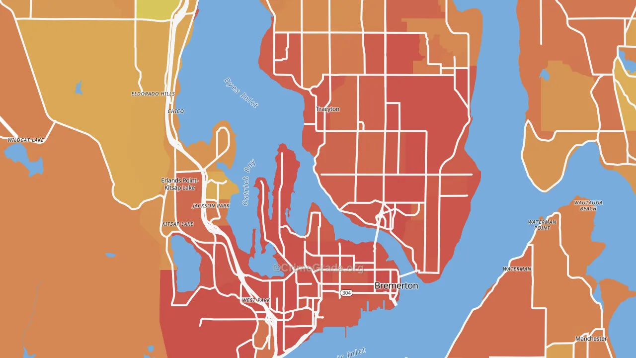 Bremerton, WA Map of Drug-Related Crime Rates