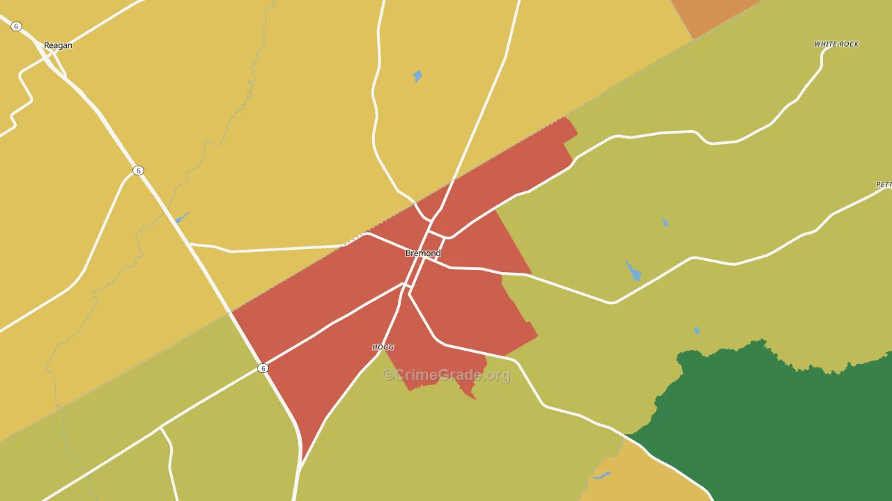 Bremond, TX Map of Drug-Related Crime Rates