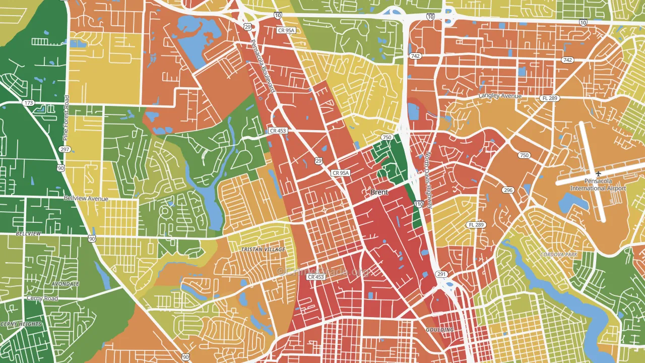Brent, FL Map of Drug-Related Crime Rates