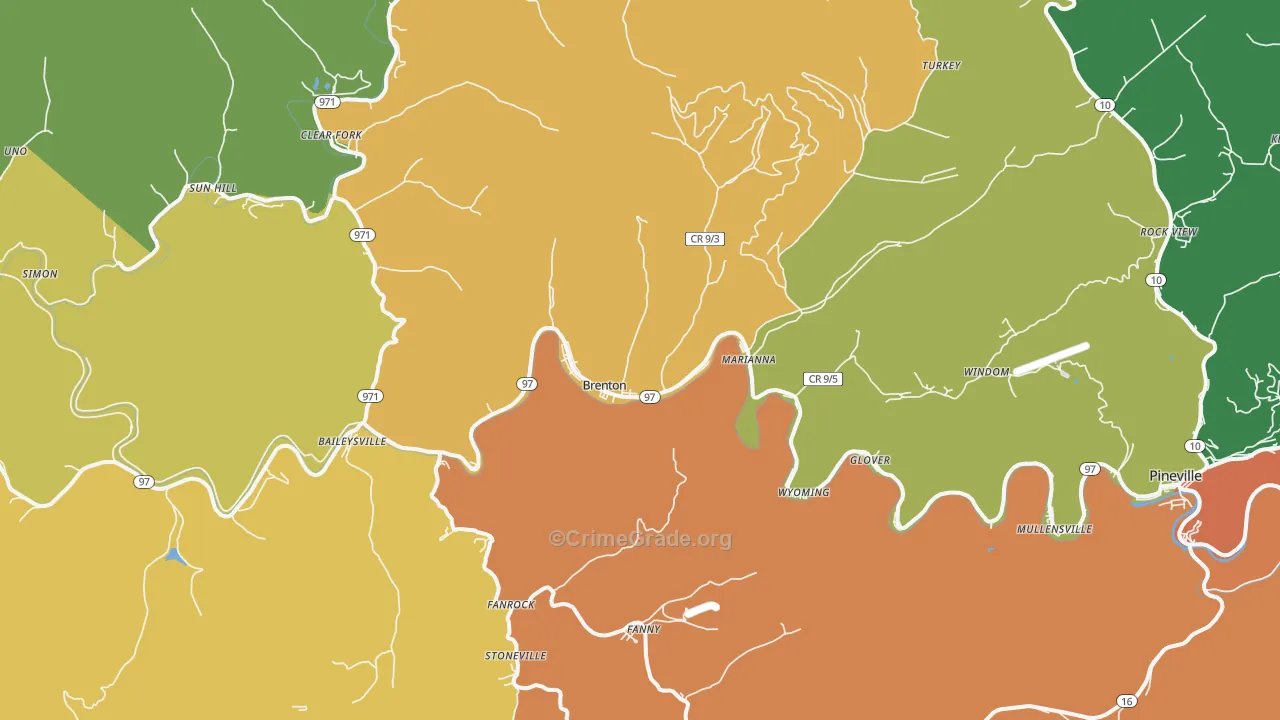 Brenton, WV Map of Drug-Related Crime Rates