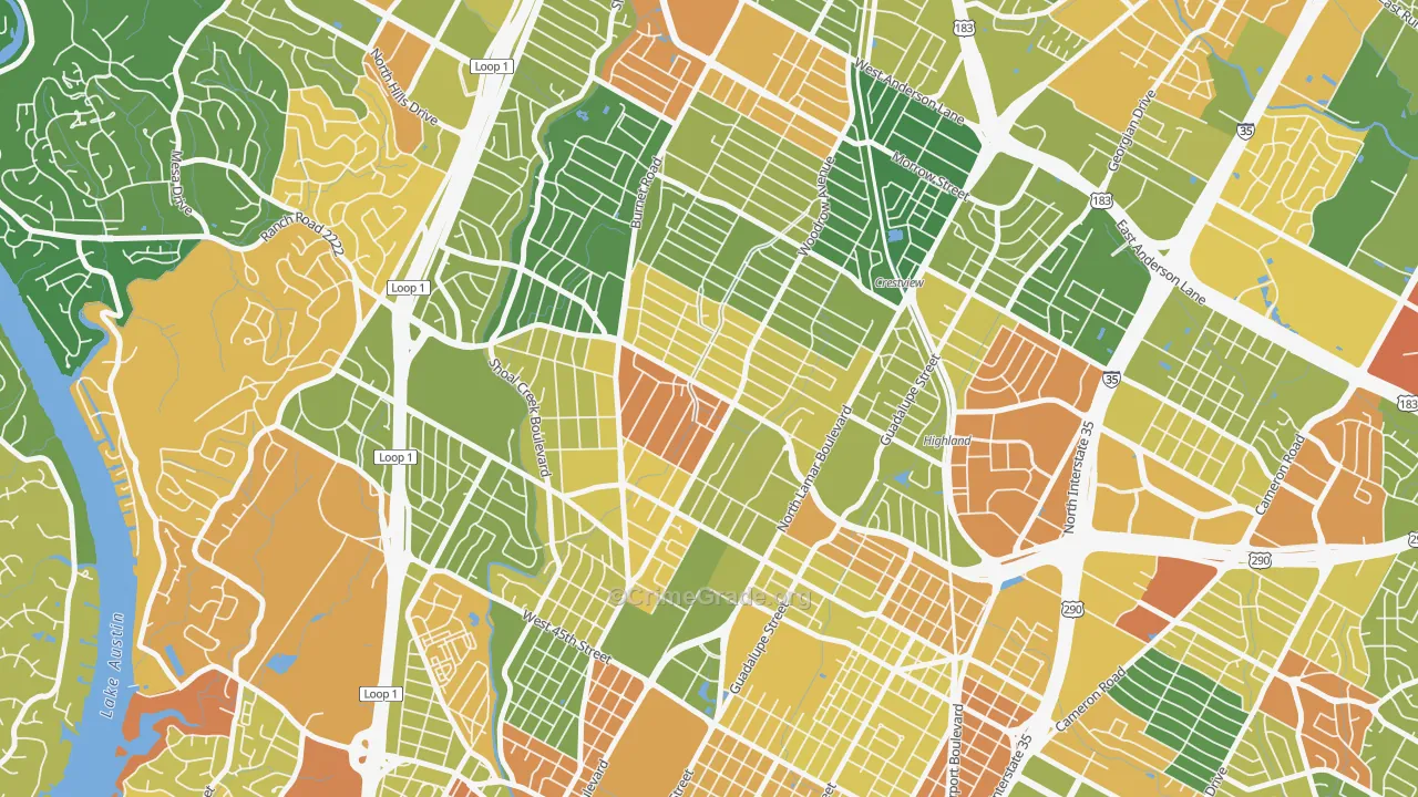 Brentwood, Austin, TX Map of Drug-Related Crime Rates