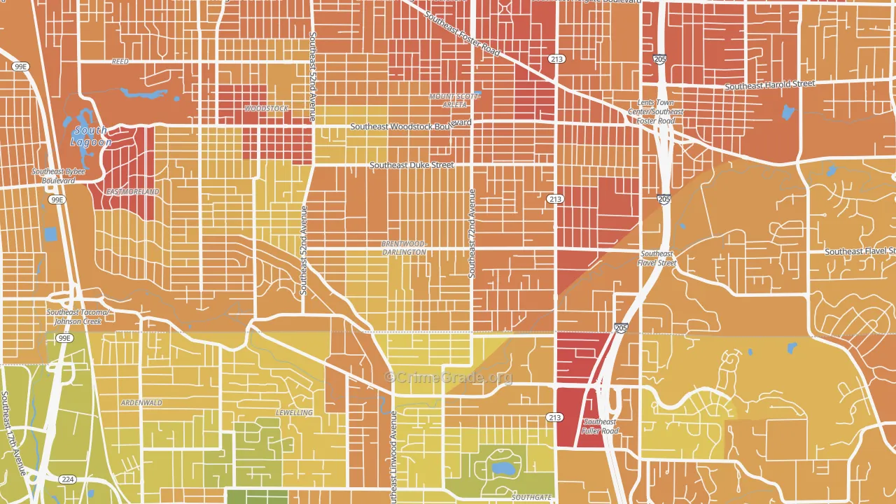 Brentwood-Darlington, Portland, OR Map of Drug-Related Crime Rates