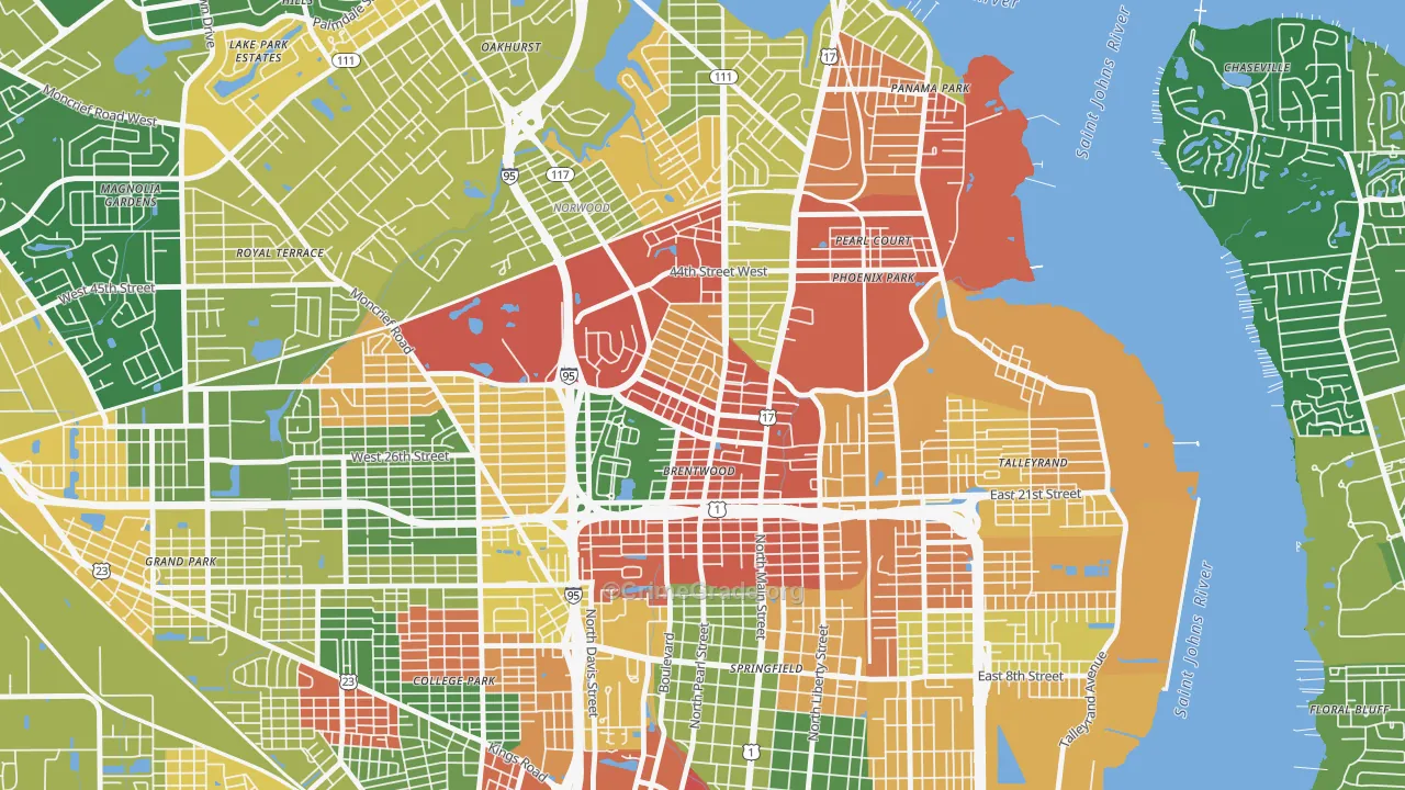 Brentwood, Jacksonville, FL Map of Drug-Related Crime Rates