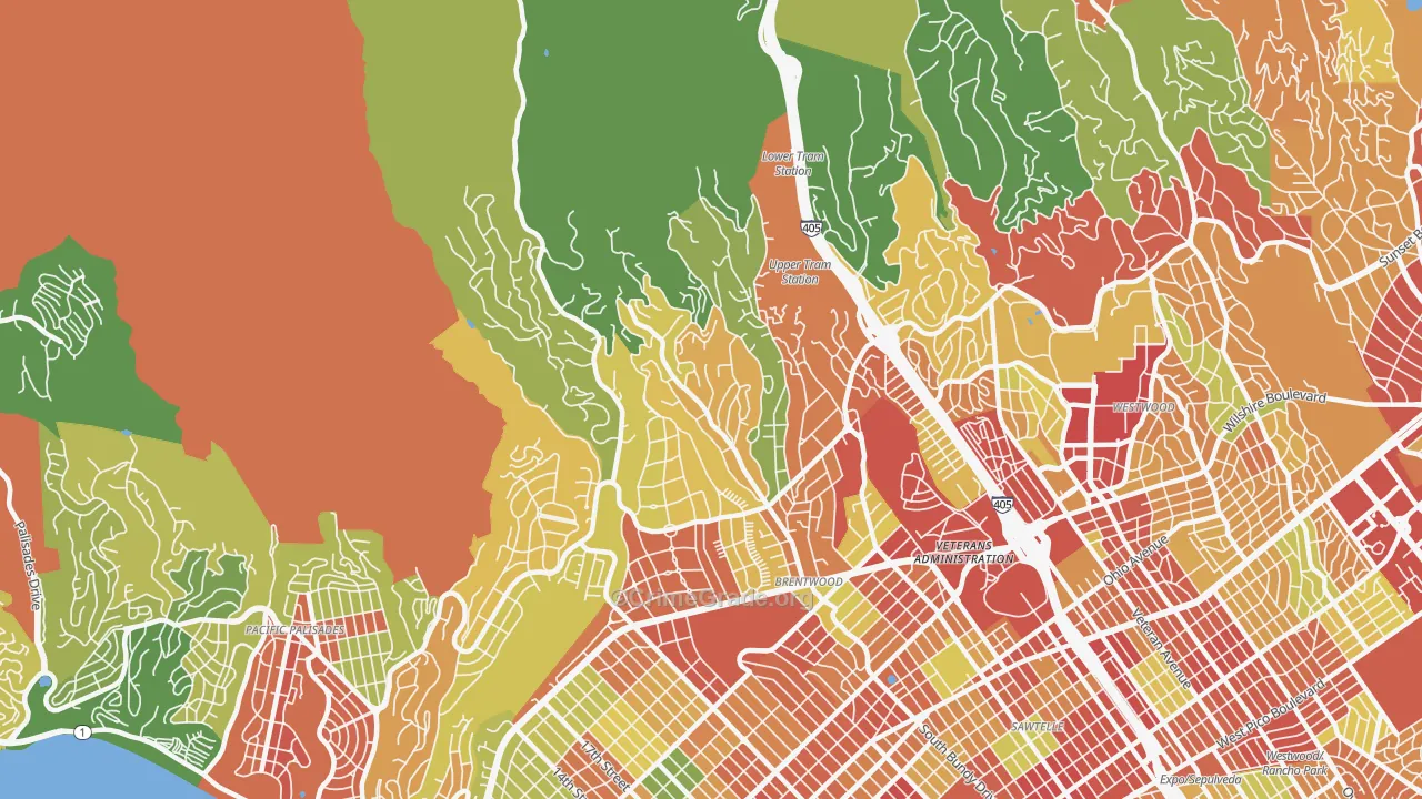 Brentwood, Los Angeles, CA Map of Drug-Related Crime Rates