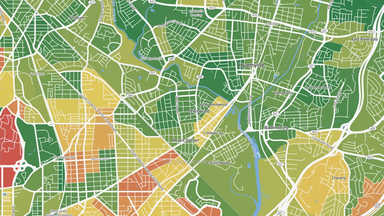 Brentwood, MD Map of Drug-Related Crime Rates