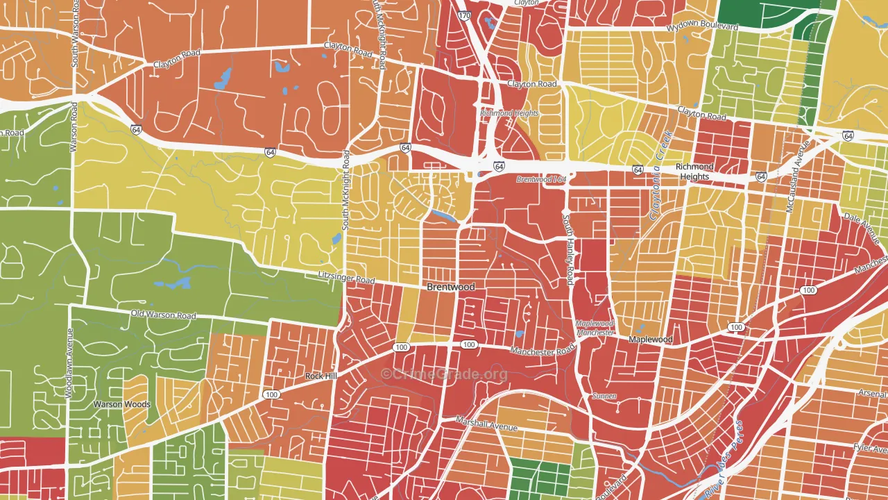 Brentwood, MO Map of Drug-Related Crime Rates