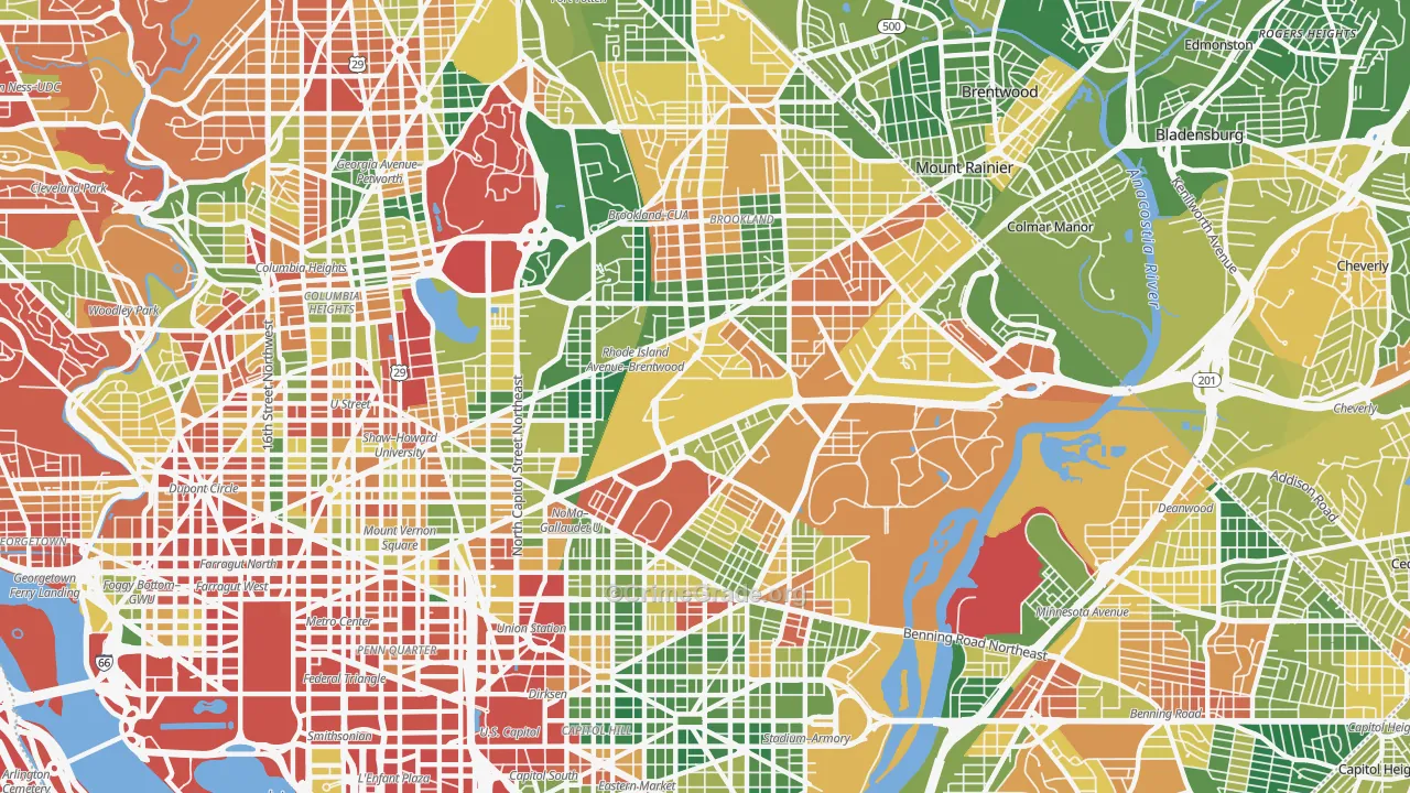 Brentwood, Washington, DC Map of Drug-Related Crime Rates