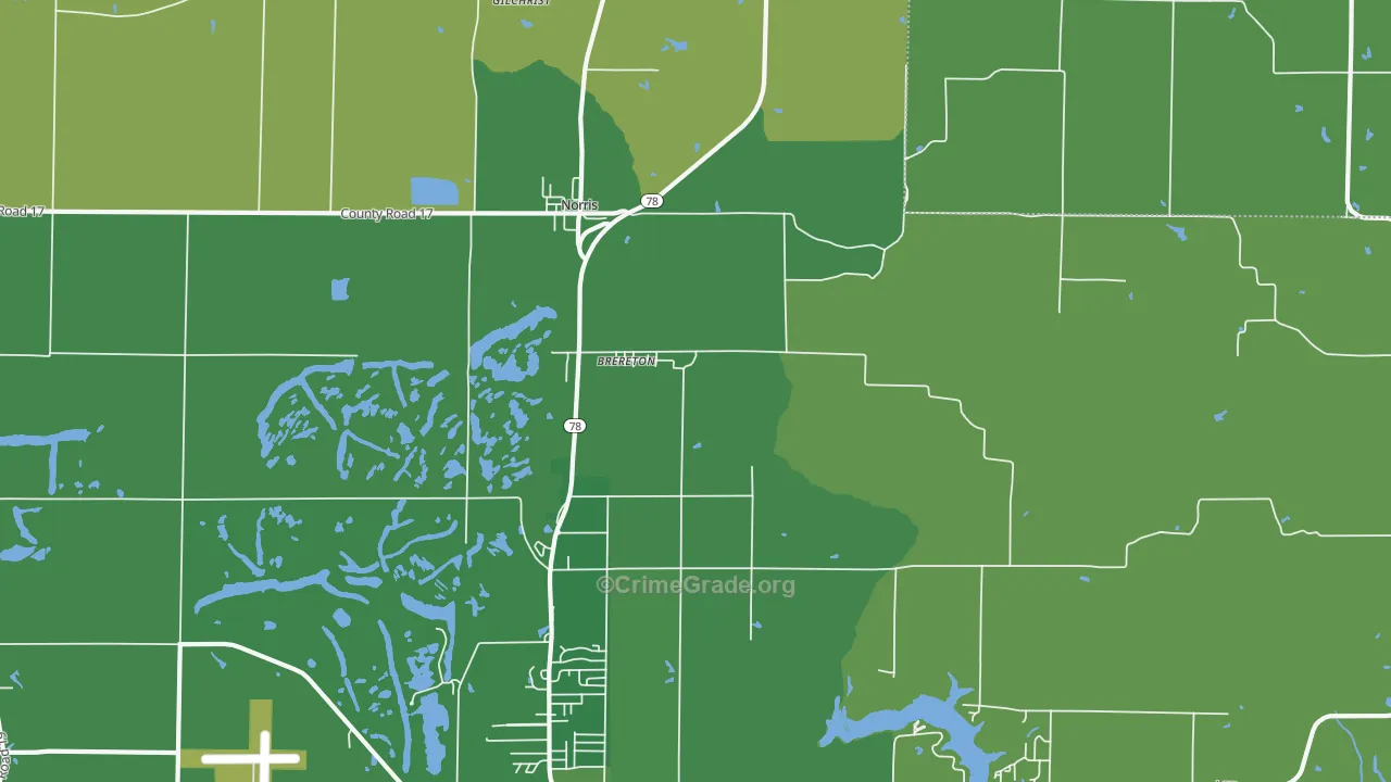 Brereton, IL Map of Drug-Related Crime Rates