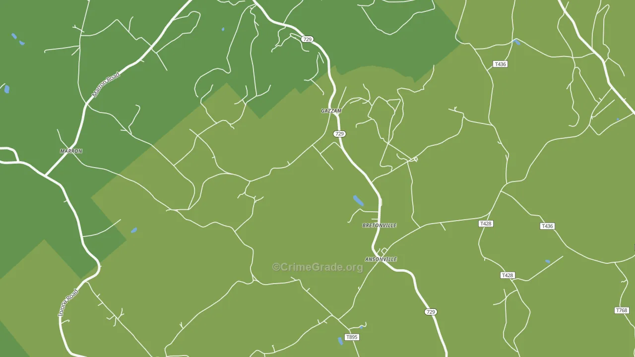 Bretonville, PA Map of Drug-Related Crime Rates