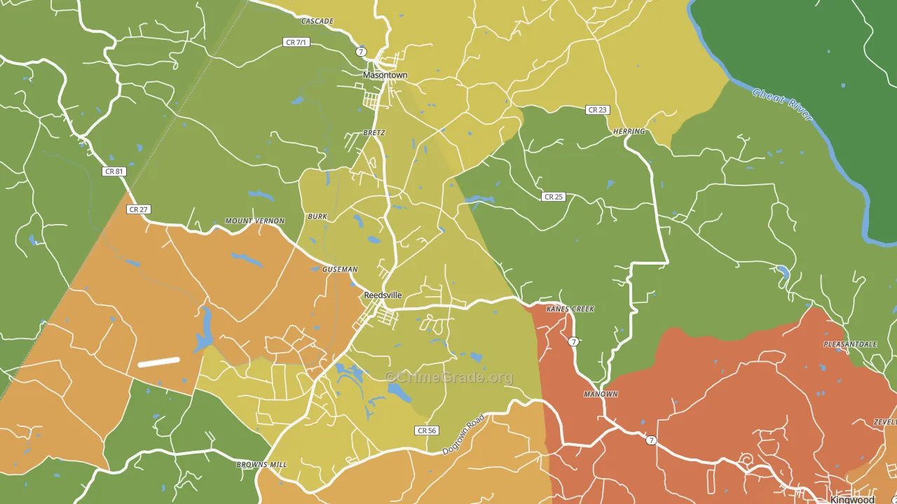 Bretz, WV Map of Drug-Related Crime Rates