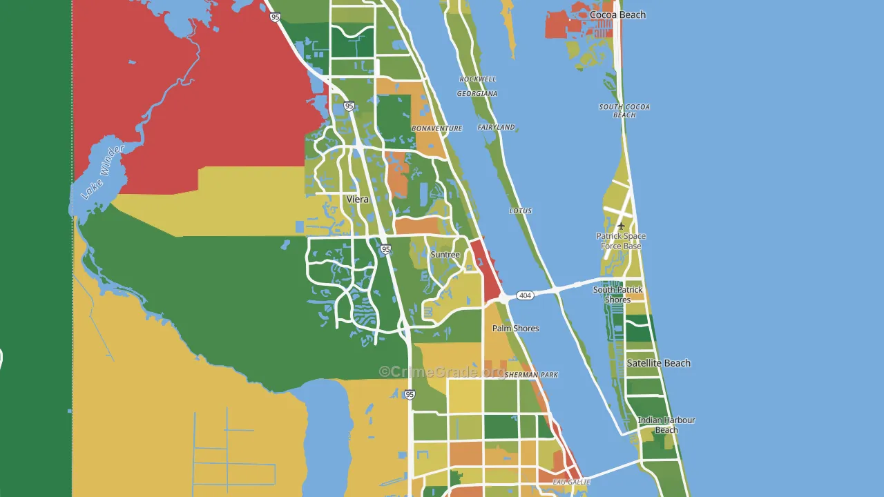 Brevard County, FL Map of Drug-Related Crime Rates