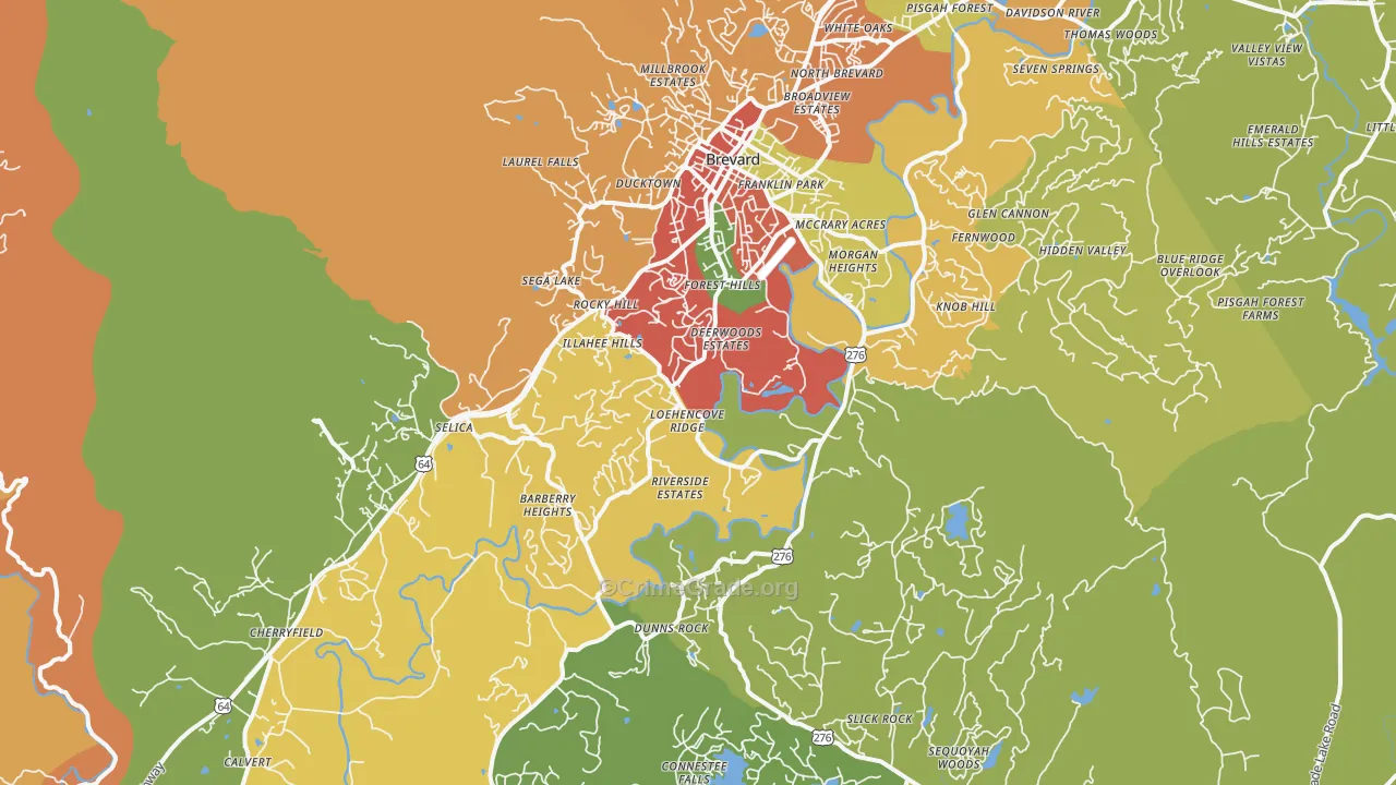 Brevard, NC Map of Drug-Related Crime Rates