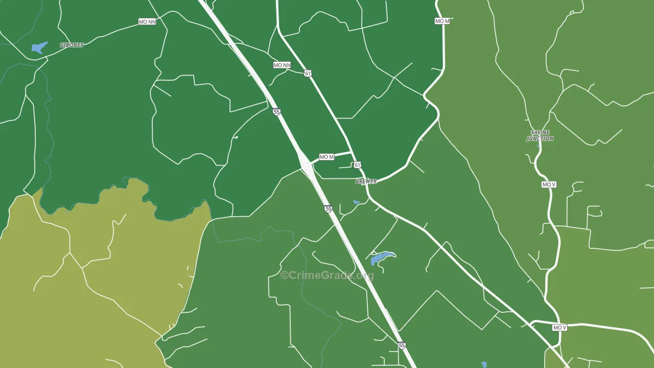 Brewer, MO Map of Drug-Related Crime Rates