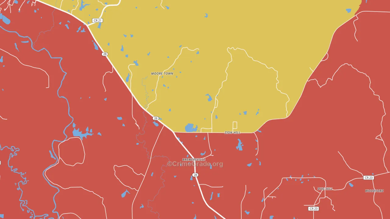 Brewersville, AL Map of Drug-Related Crime Rates