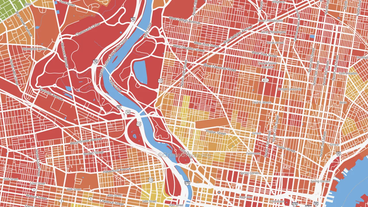 Brewerytown, Philadelphia, PA Map of Drug-Related Crime Rates