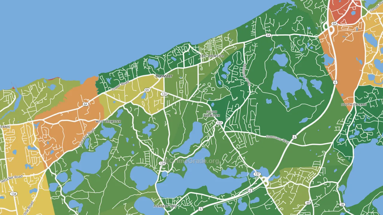 Brewster, MA Map of Drug-Related Crime Rates