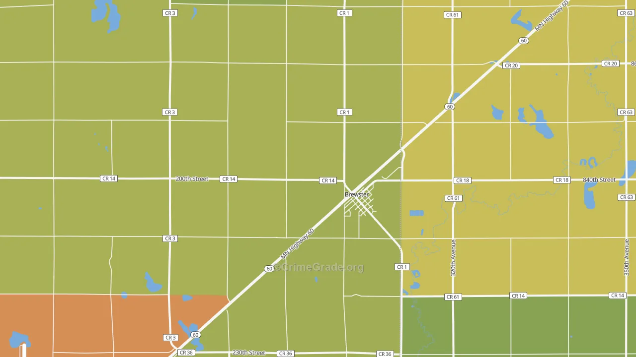 Brewster, MN Map of Drug-Related Crime Rates
