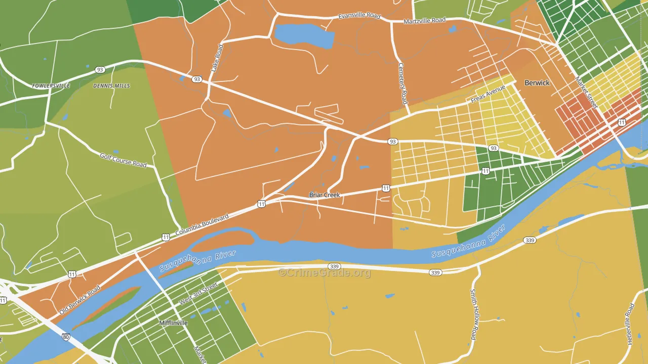 Briar Creek, PA Map of Drug-Related Crime Rates