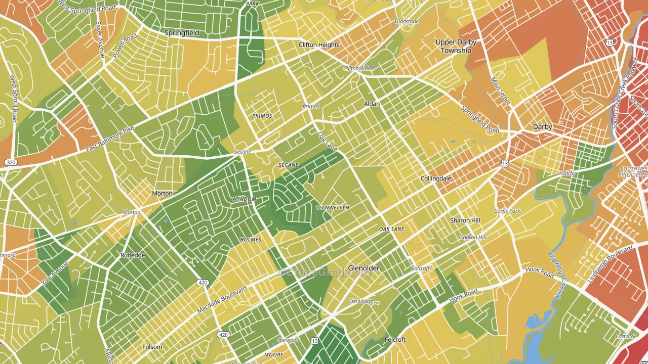 Briarcliffe, Glenolden, PA Map of Drug-Related Crime Rates