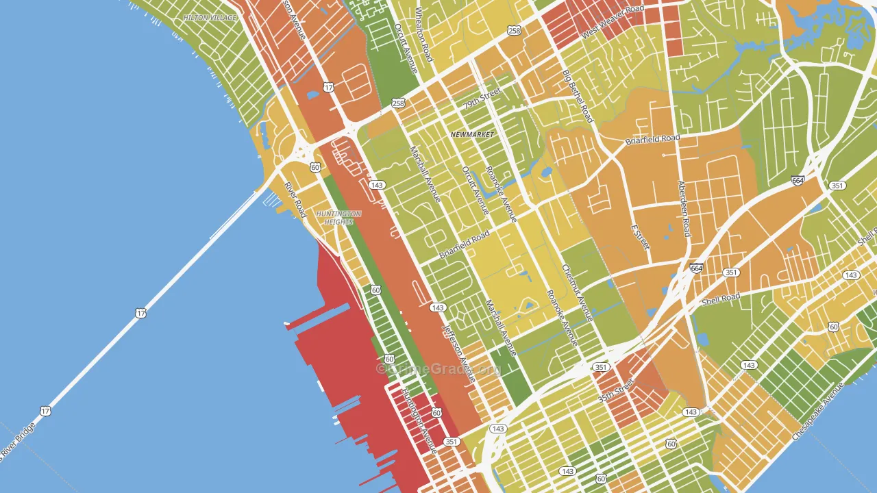 Briarfield, Newport News, VA Map of Drug-Related Crime Rates