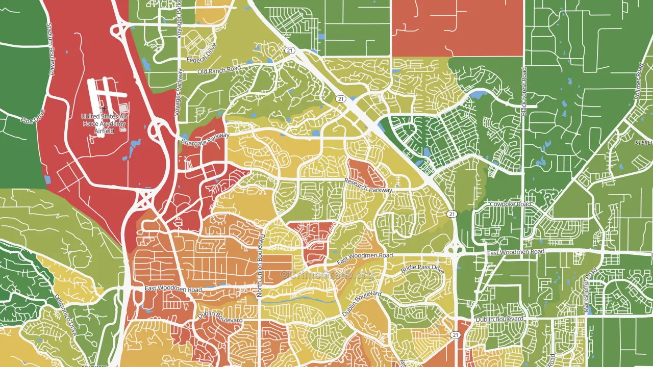 Briargate, Colorado Springs, CO Map of Drug-Related Crime Rates