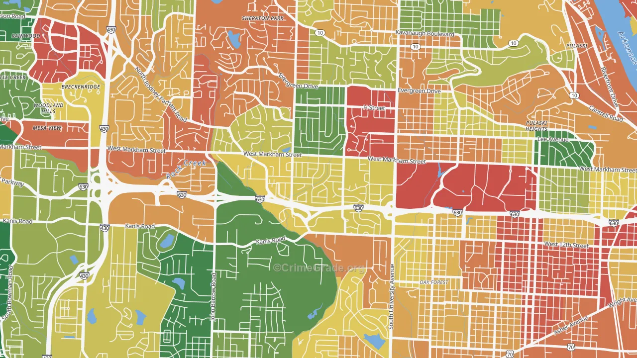 Briarwood, Little Rock, AR Map of Drug-Related Crime Rates