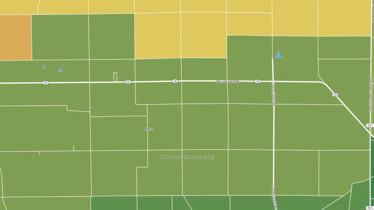Brice, IN Map of Drug-Related Crime Rates