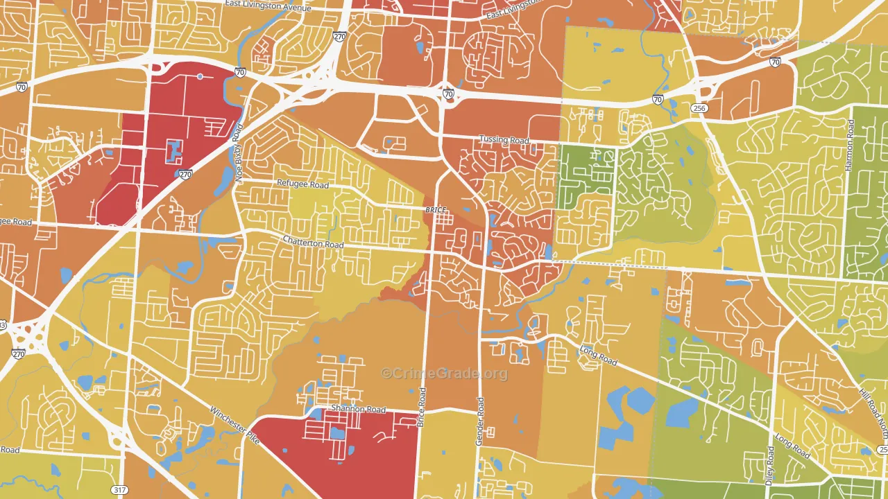 Brice, OH Map of Drug-Related Crime Rates
