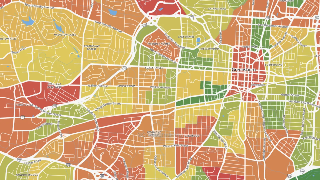 Brice Street Area, Greensboro, NC Map of Drug-Related Crime Rates